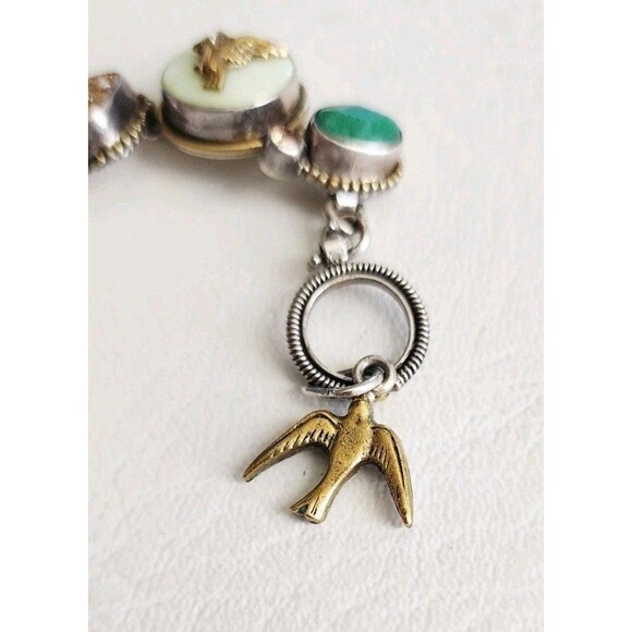 Sterling Silver Mars & Valentine Bee Birds Multi Stone Rare Retired Bracelet - Picture 6 of 13